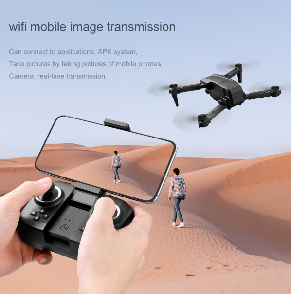 Mini dron con doble cámara para fotografía aérea (set)
