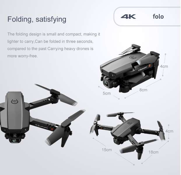 Mini dron con doble cámara para fotografía aérea (set)